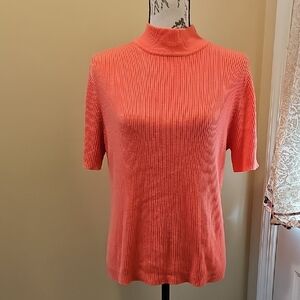 Coral Ribbed Women's Top
